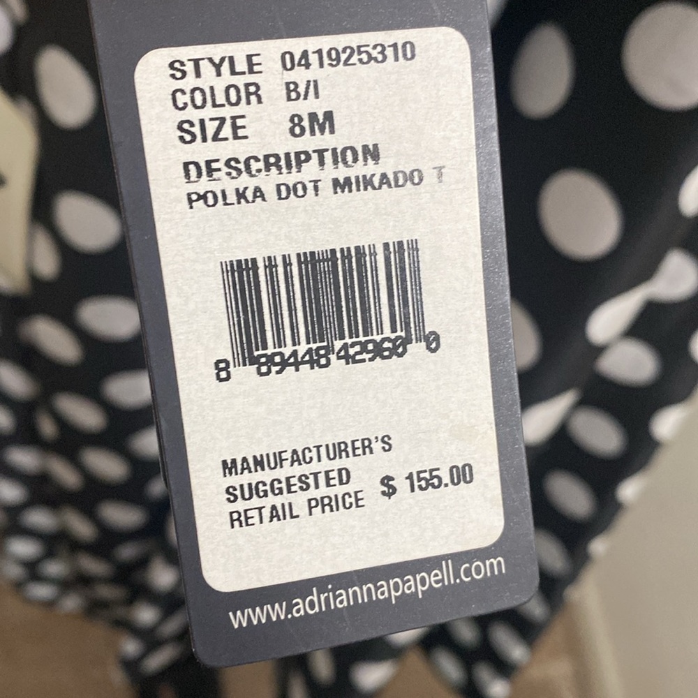Adrianna Papell Black and White Polka Dot Midi Dress - Picture 9 of 10